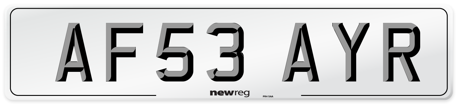 AF53 AYR Number Plate from New Reg